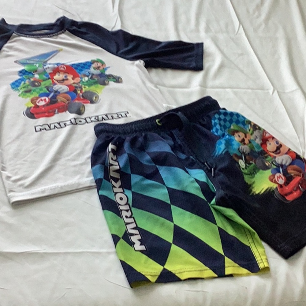 Nintendo Mario Kart Kids Swim Trunks and Rash Guard 🏊‍♂️